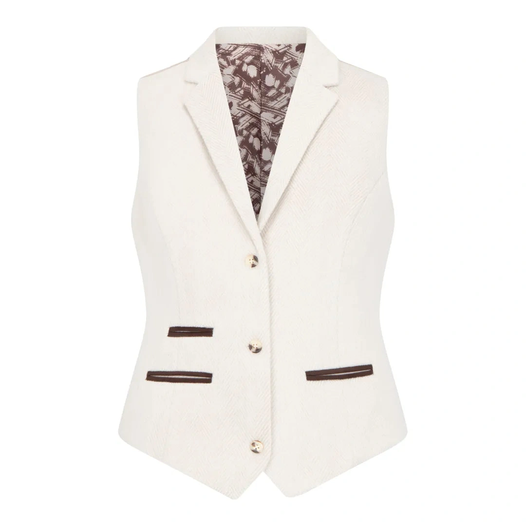 Cream Tweed Dream: A Chic Wool Blazer Waistcoat for Her