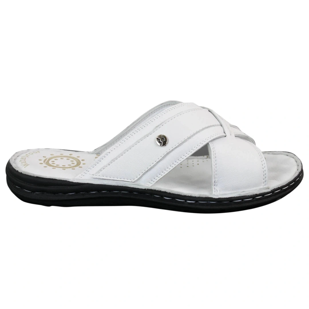 Wyndham W02: Real Leather Sliders. Unbeatable Comfort. Rain or Shine. Bloke's Best Mate.
